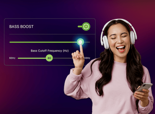 Enhanced bass control and full range bass frequency support on iOS