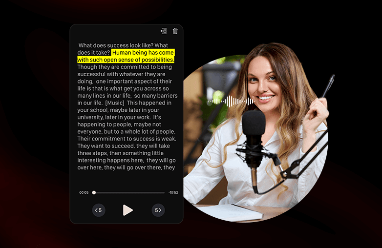 How to use AudiOn's audio transcription feature