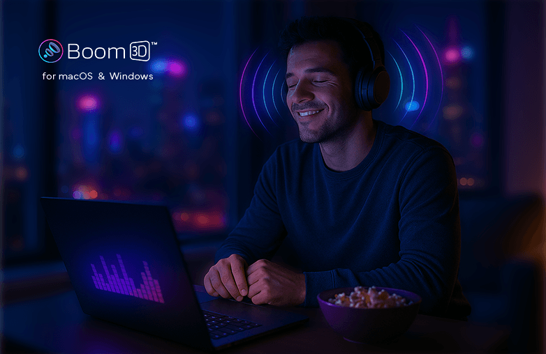 Boom 3D equalizer app for studio sound on laptop