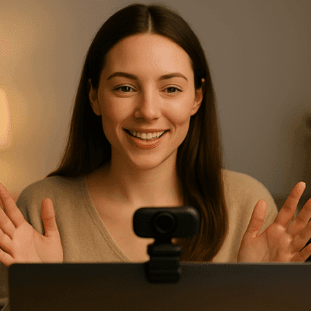 How do I record myself using a laptop camera