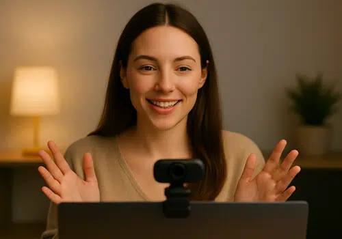 How do I record myself using a laptop camera