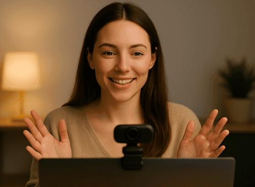 How do I record myself using a laptop camera