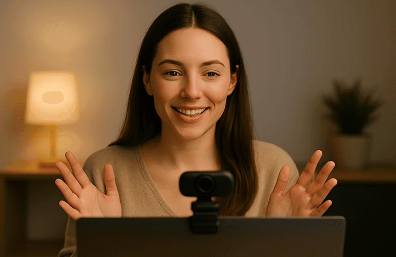 How do I record myself using a laptop camera