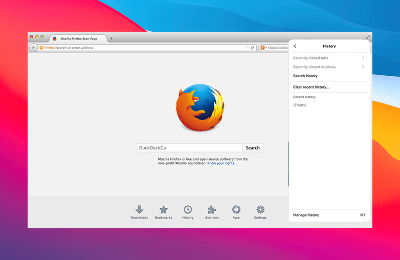 Select Clear Recent History