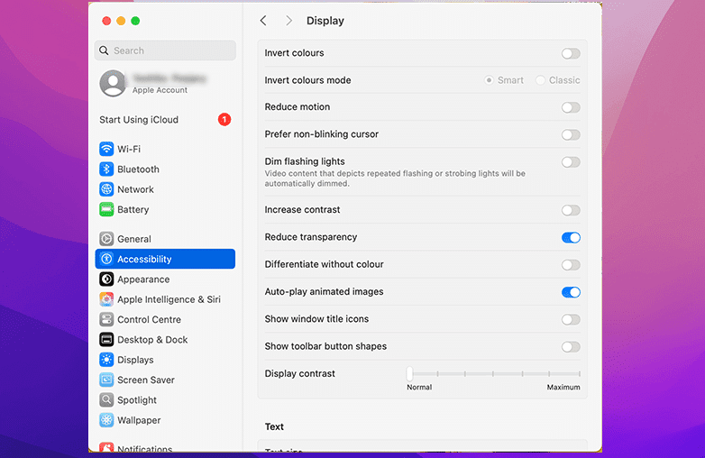 Turn off visual effects on Mac to improve performance