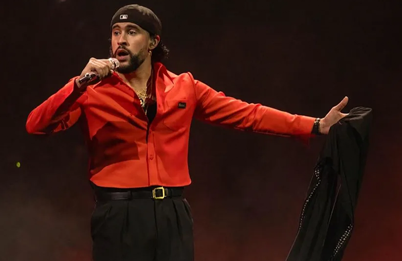 Bad Bunny performing live at a stadium