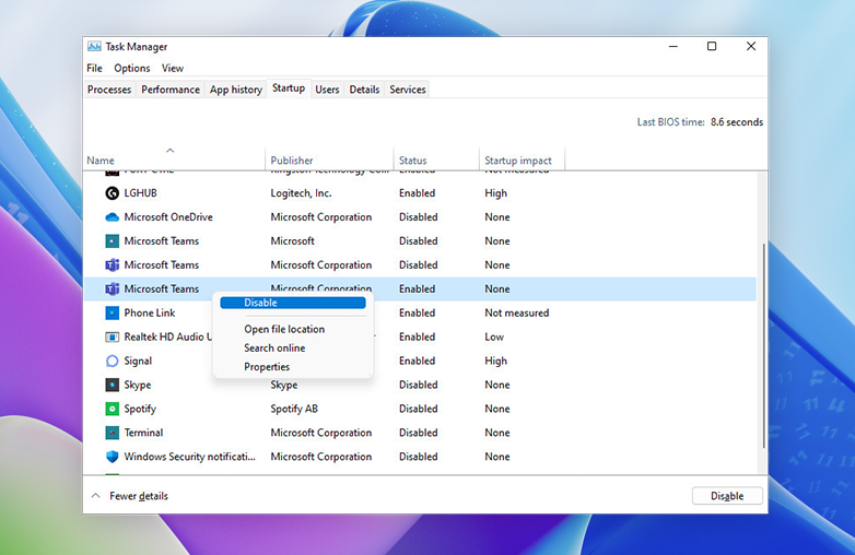 Disable Startup Programs