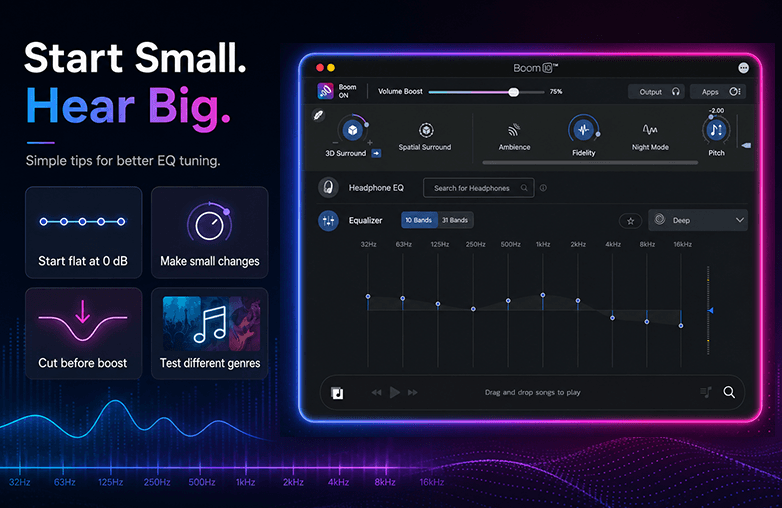 Boom 3D 31-band EQ controls