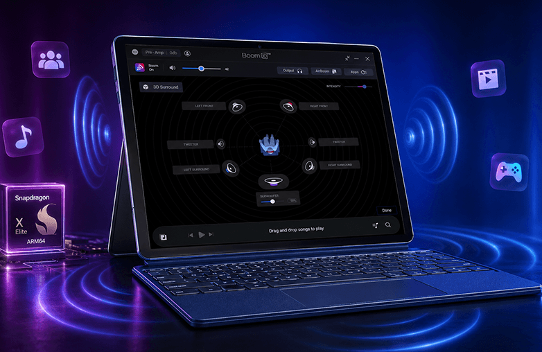Boom 3D running on Windows ARM64 laptop