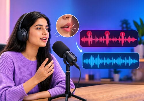 After mouth noise cleanup in audio recording