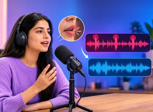 After mouth noise cleanup in audio recording