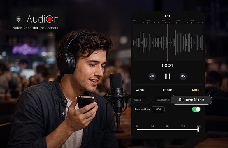 Background noise removal before and after audio