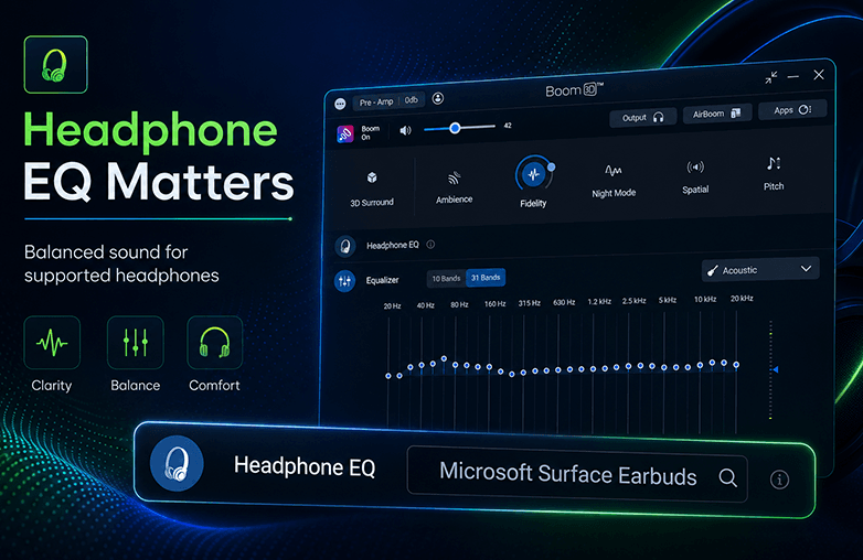 Headphone EQ correcting headphone frequency response