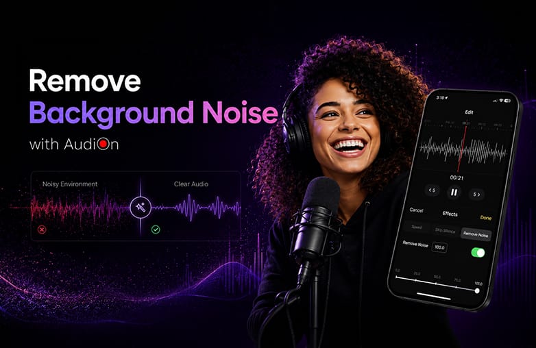 Remove background noise from audio using AudiOn Denoise