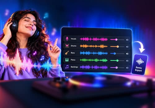 AuDimix pitch and tempo controls for separated music stems