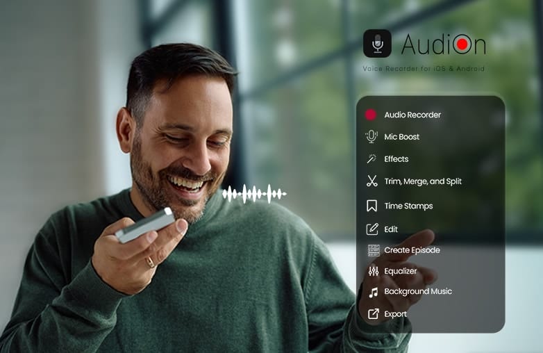 AudiOn podcast voice enhancer on mobile