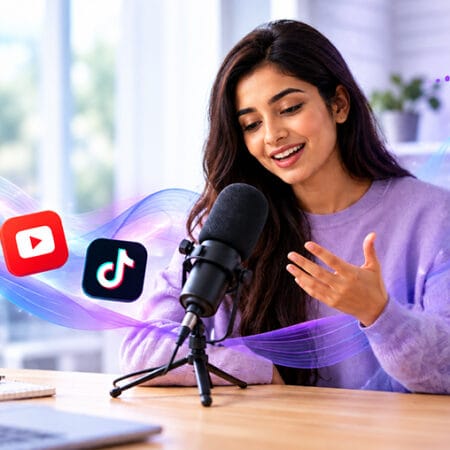 Professional voiceover recording setup for social media videos