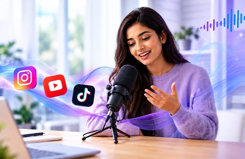 Professional voiceover recording setup for social media videos