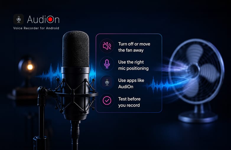 Reduce fan noise from voice recording