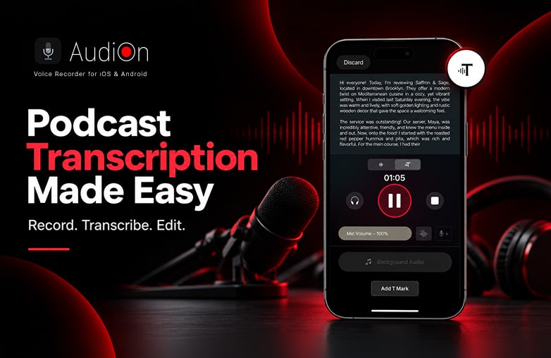 Recording a podcast using the AudiOn voice recorder app