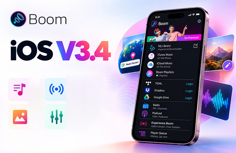 Boom iOS equalizer with automatic genre-based EQ presets